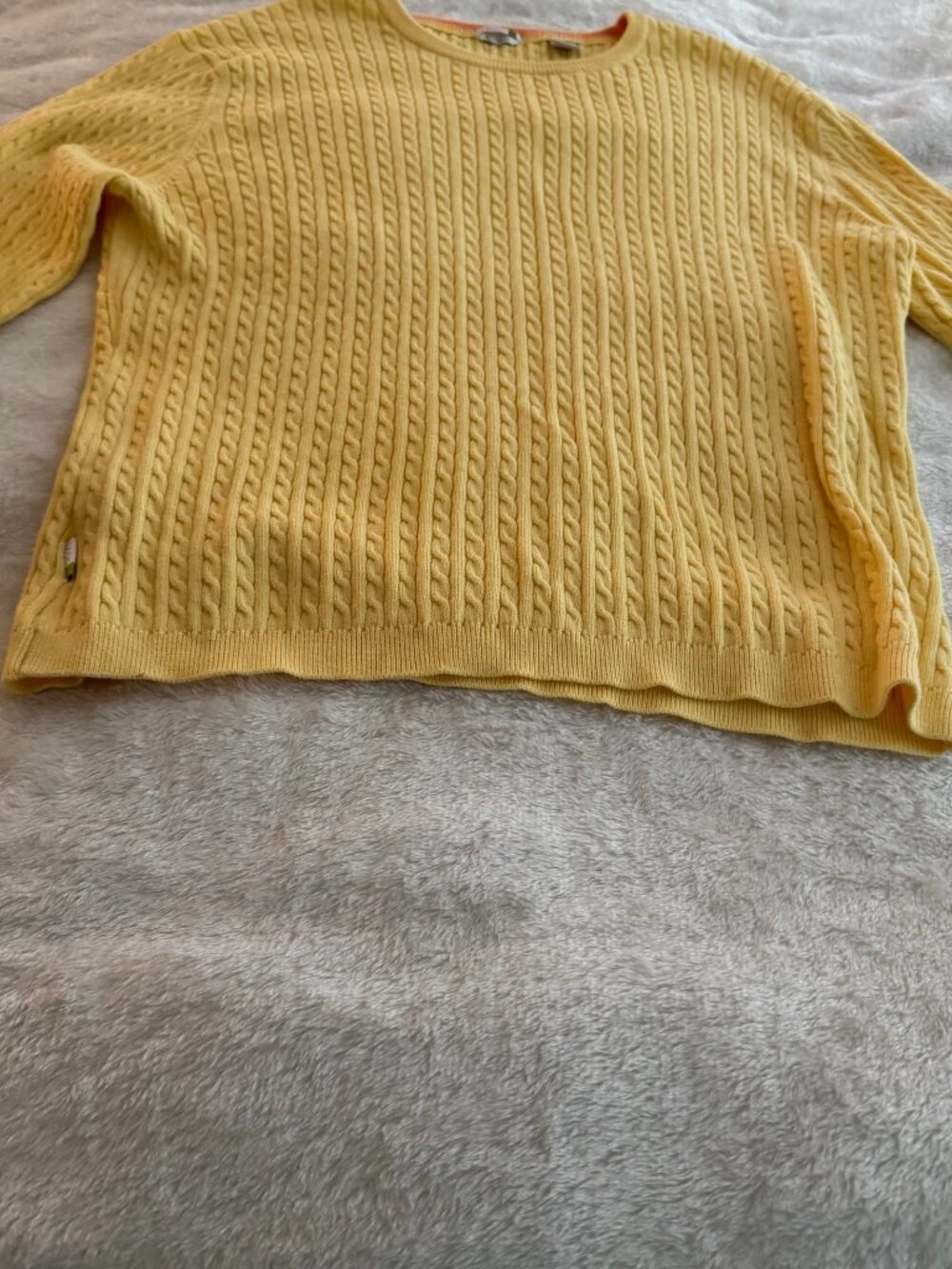 Izod Flex Yellow Knit Cable Crewneck Pullover Sweater Size XL - Picture 5 of 11